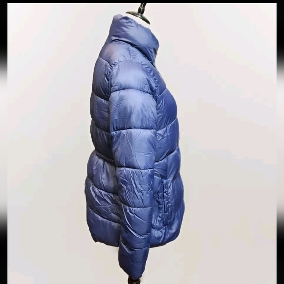 Old Navy Blue Maternity Puffer Winter Jacket Coat Size MEDIUM Zip Front - Picture 3 of 6